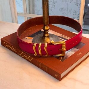 Vintage Brighton Fuchsia Leather Belt with Gold Buckle 7 #49912